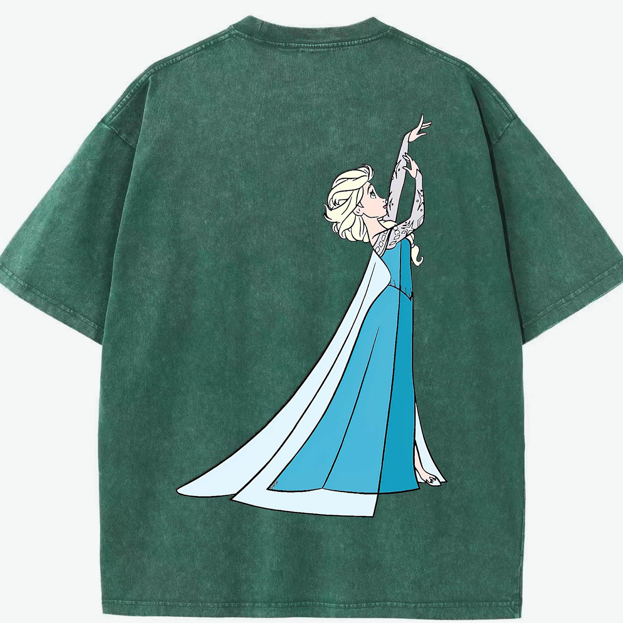 （画像用） アナと雪の女王 アンナ エルサ Frozen Anna Elsa 綿100% ヴィンテージ風 半袖Tシャツ（背面プリント）